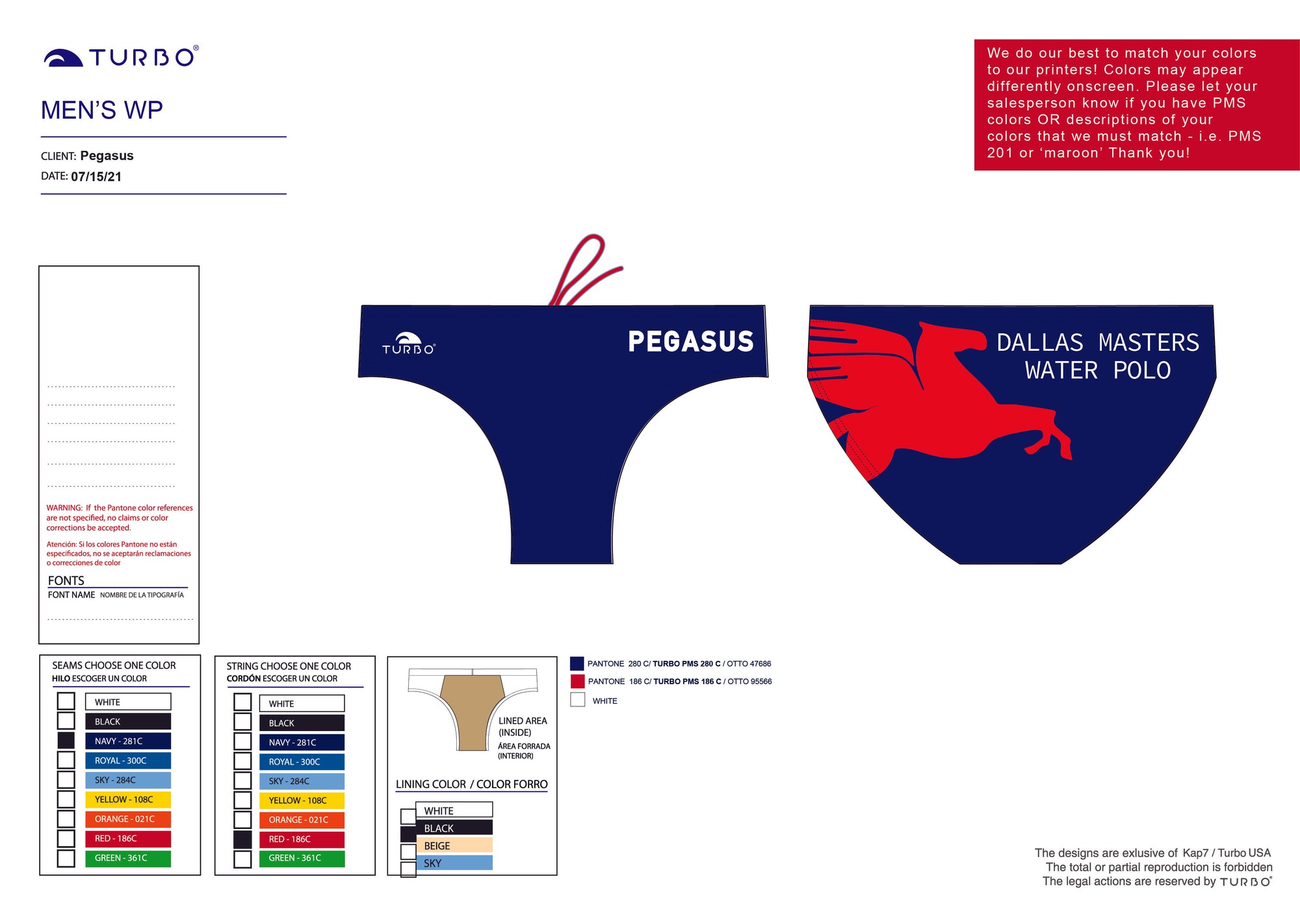 Pegasus WPA Team Store - Master's Water Polo Suit